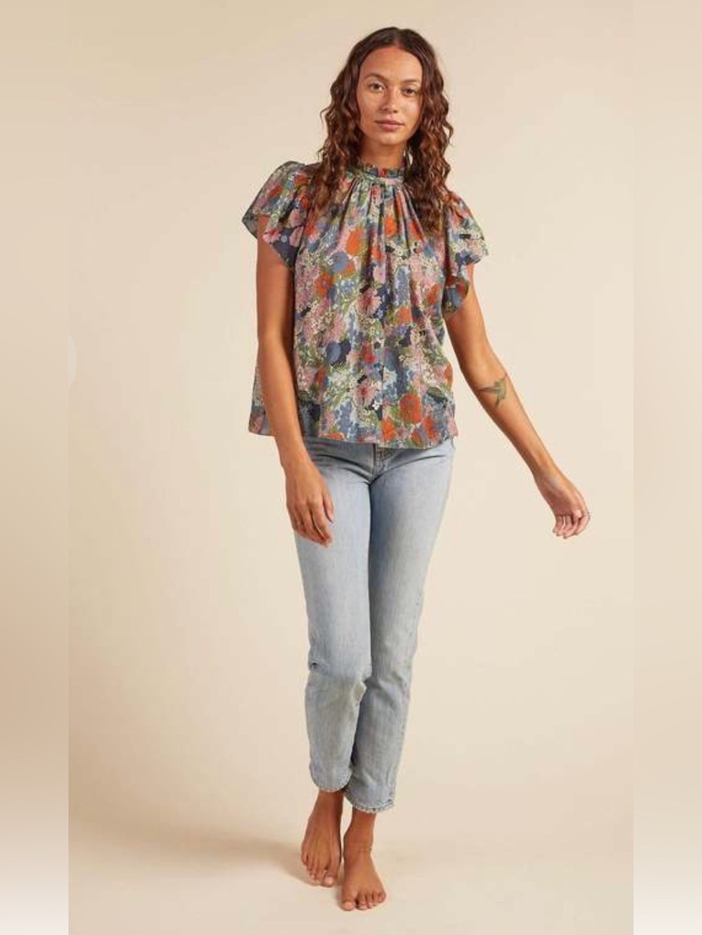 Travota Birds Of Paradis Carla Highneck Short In Bramble Print . Size XS - Picture 2 of 11